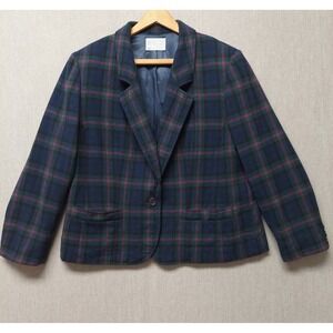 Vintage Pendleton Wool Blazer Womens M Plaid Tartan‎ Preppy Dark Academia USA